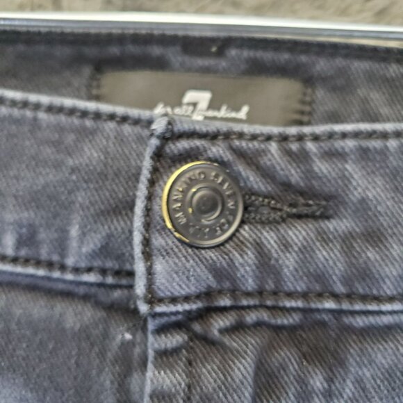 7 For All Mankind Jeans Womens 32 Black Tall Boot Distressed Denim - Picture 11 of 14